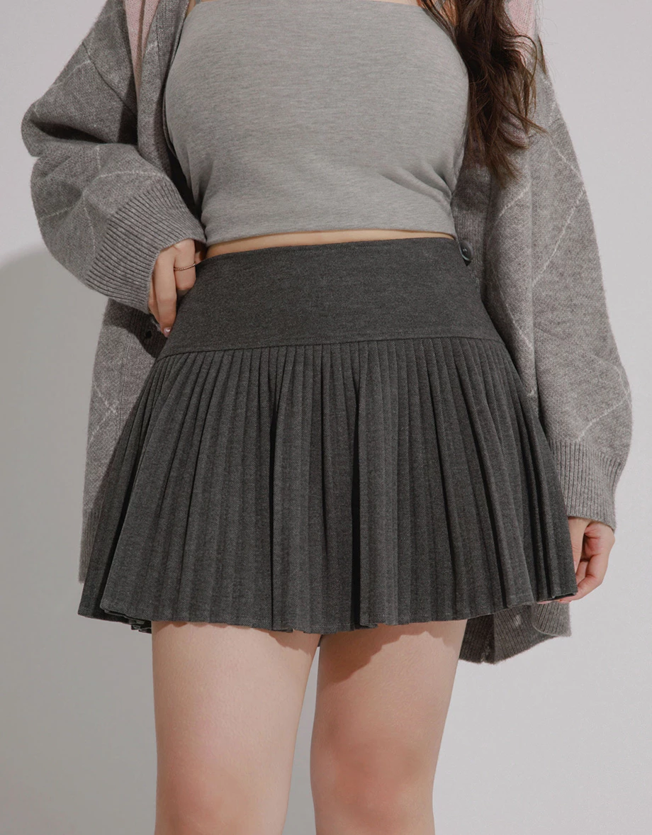Classic Pleated High Waist A Line Mini Skirt