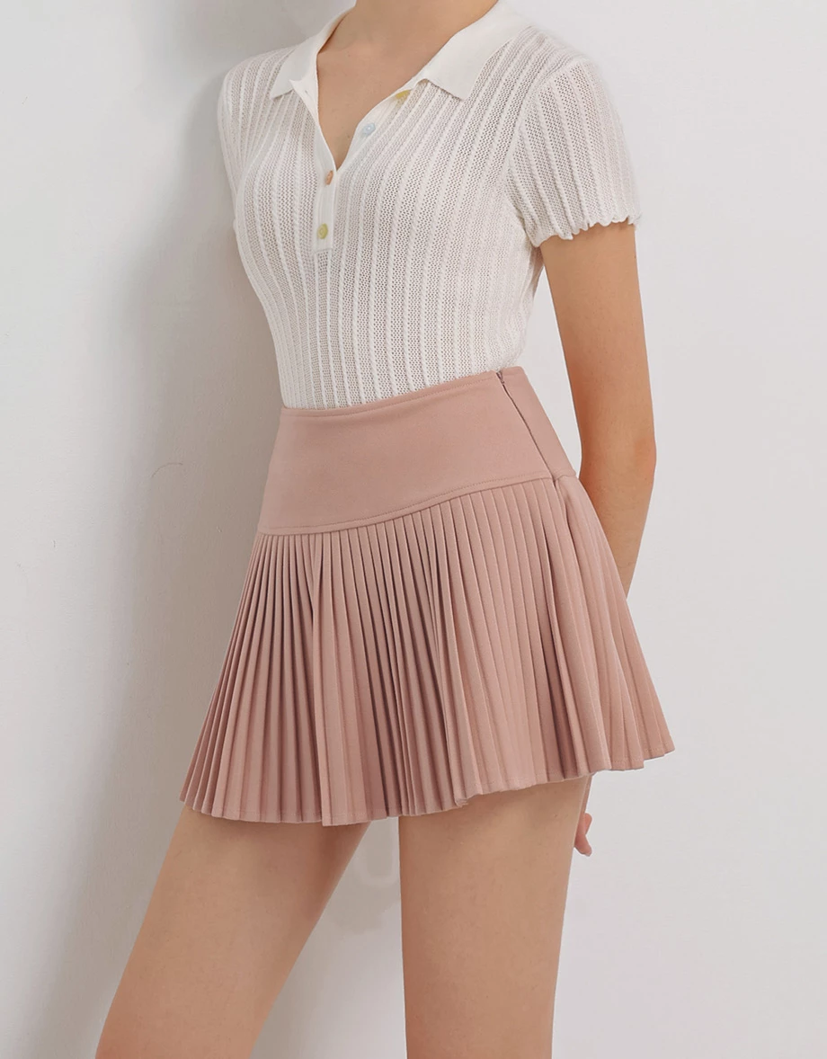 Classic Pleated High Waist A Line Mini Skirt
