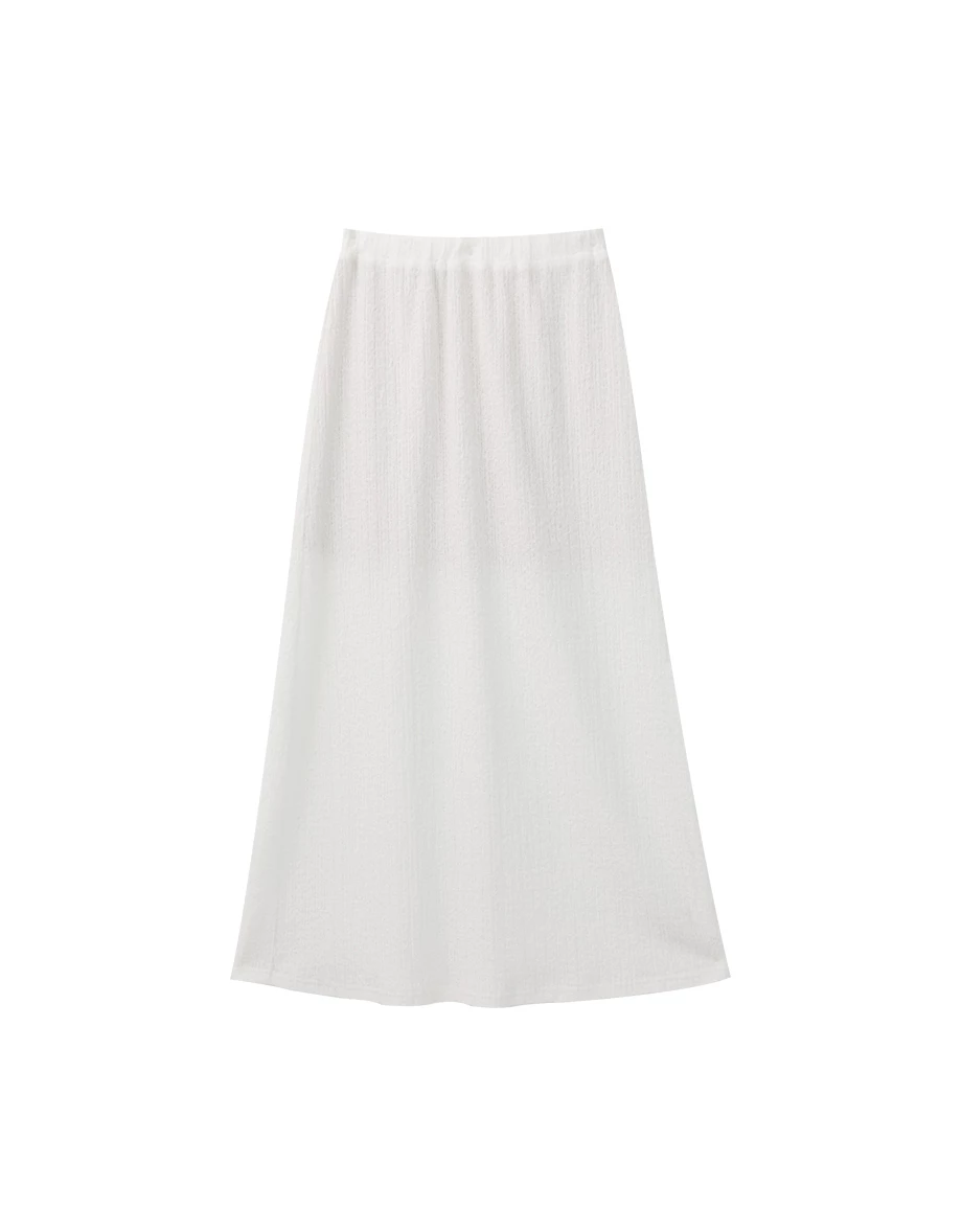 Fluffy Textured A Line Maxi Skirt with Elastic Waist Fluffy Textured A Line Maxi Skirt with Elastic Waist