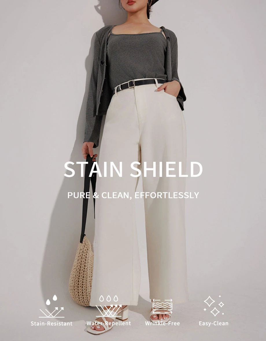 【Stain Resistant】Relaxed Fit High Waist Wide Leg Jeans Denim Pants 【Stain Resistant】Relaxed Fit High Waist Wide Leg Jeans Denim Pants