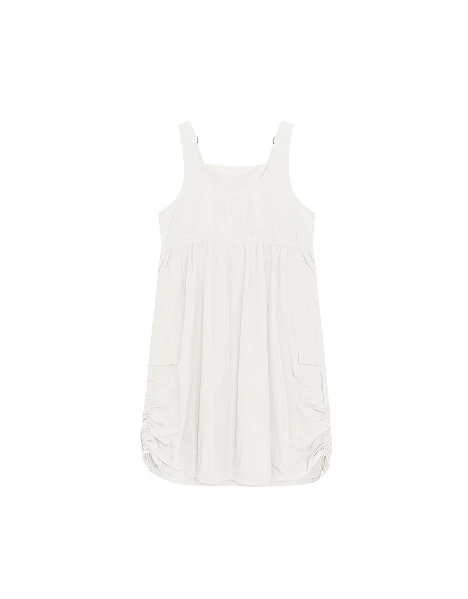 Adjustable Strap Drawstring Waist Cargo Maxi Dress