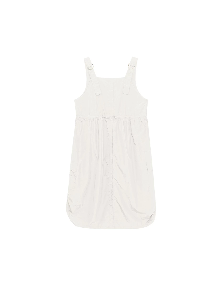 Adjustable Strap Drawstring Waist Cargo Maxi Dress