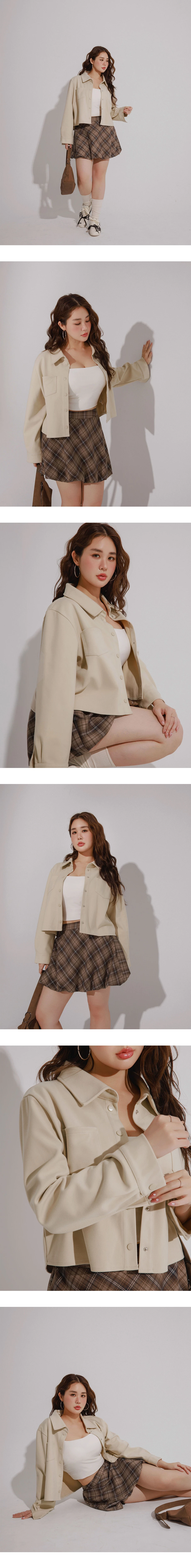 Snap Button Cropped Shirt Jacket with Pockets