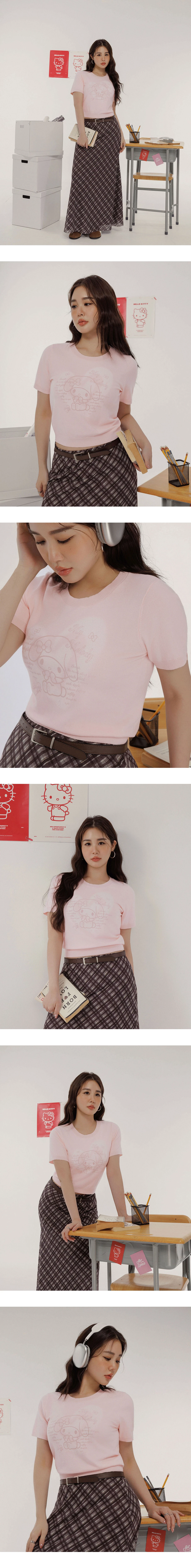 【SANRIO Collab】Sanrio Collaboration Character Knit Short Sleeve Top