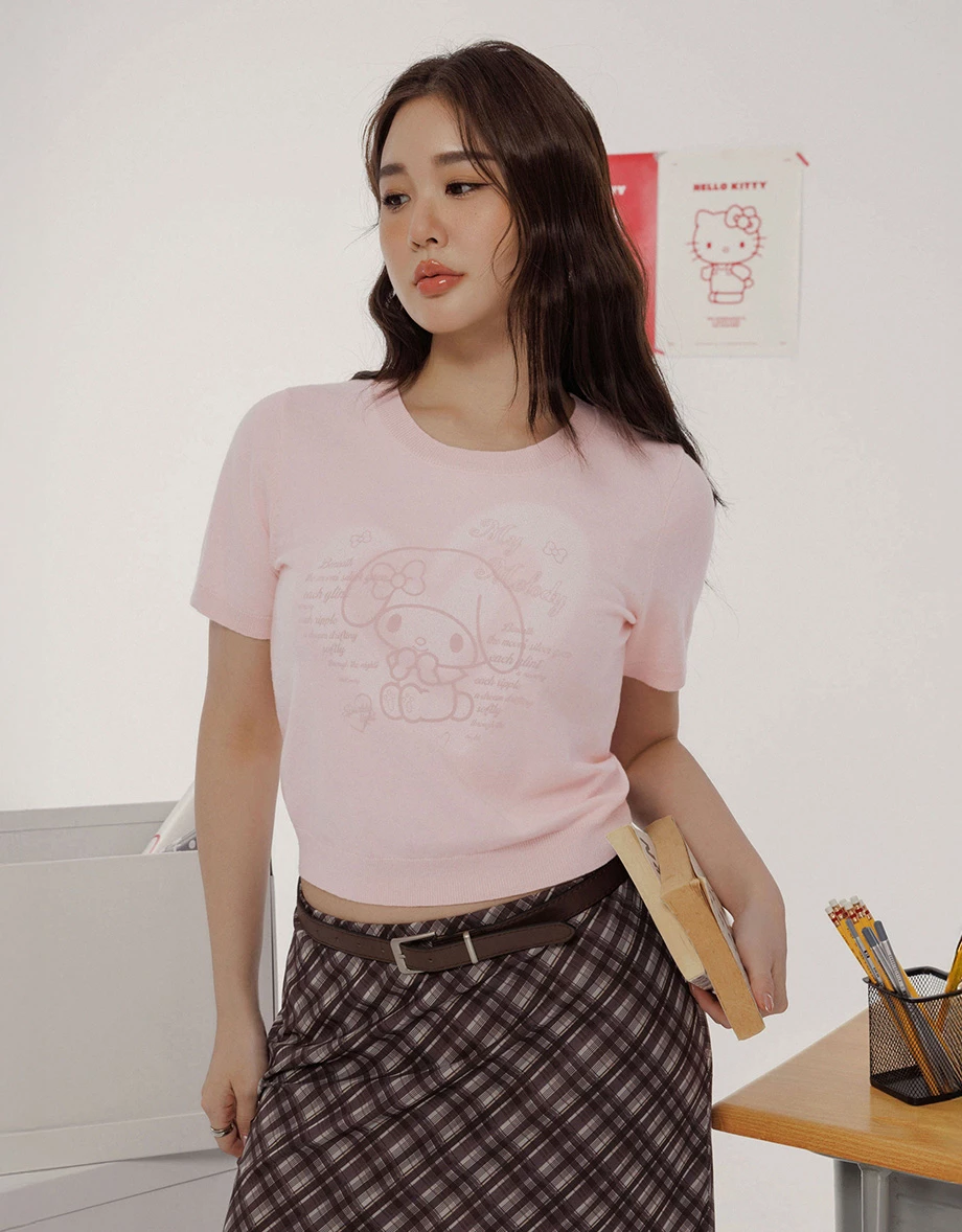 【SANRIO Collab】Sanrio Collaboration Character Knit Short Sleeve Top