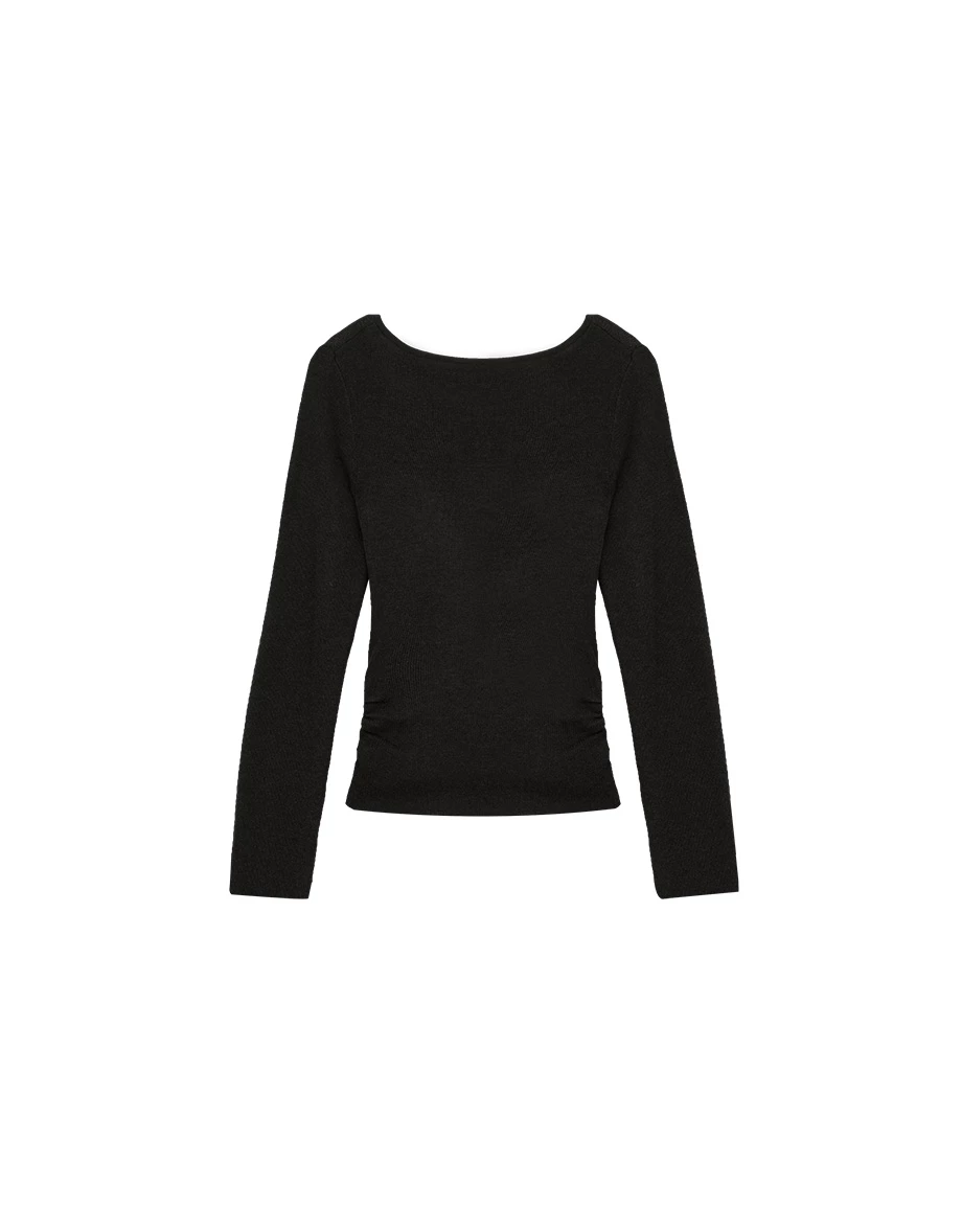 Soft Knit Wrap Front V Neck Long Sleeve Slim Fit Top