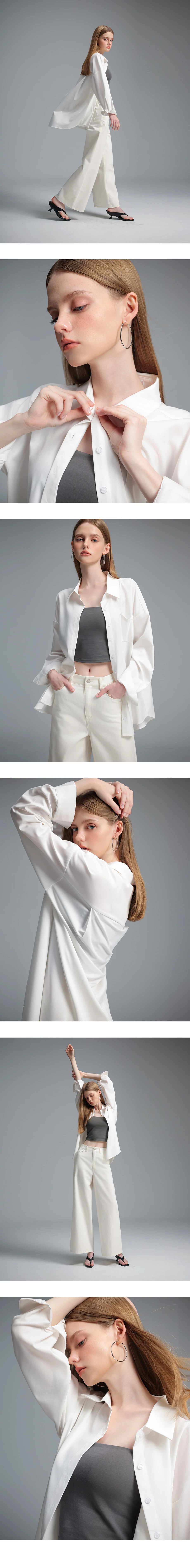 【Stain Resistant】Oversized Pocket Detail Button Down Shirt Blouse