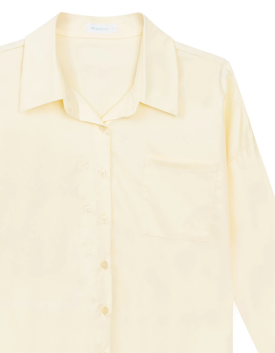 【Stain Resistant】Oversized Pocket Detail Button Down Shirt Blouse