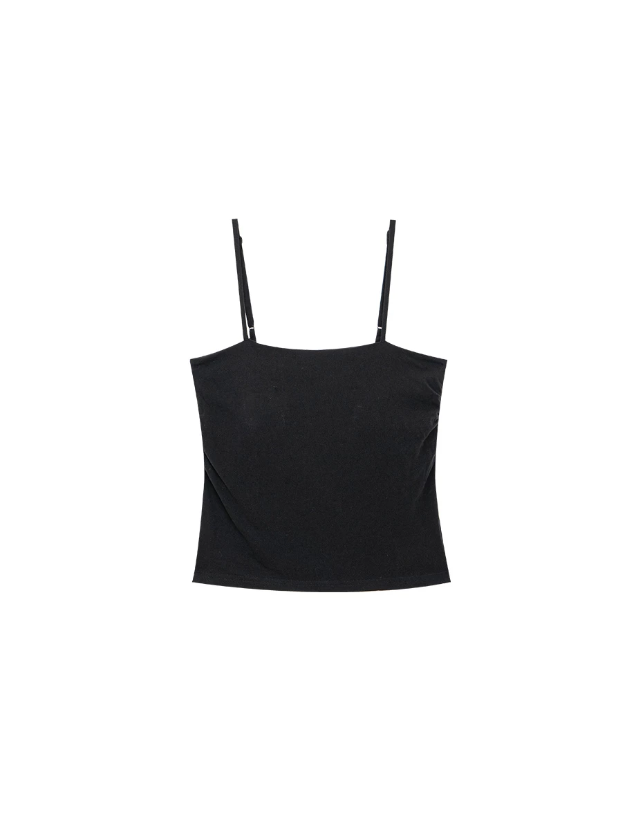 Heat Tech Collection Side Ruched Stretch Spaghetti Strap Padded Cami Bra Top