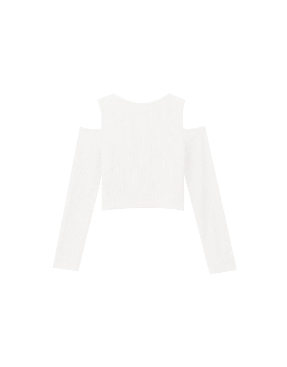 Basic Ribbed Cold Shoulder Long Sleeve Top Basic Ribbed Cold Shoulder Long Sleeve Top