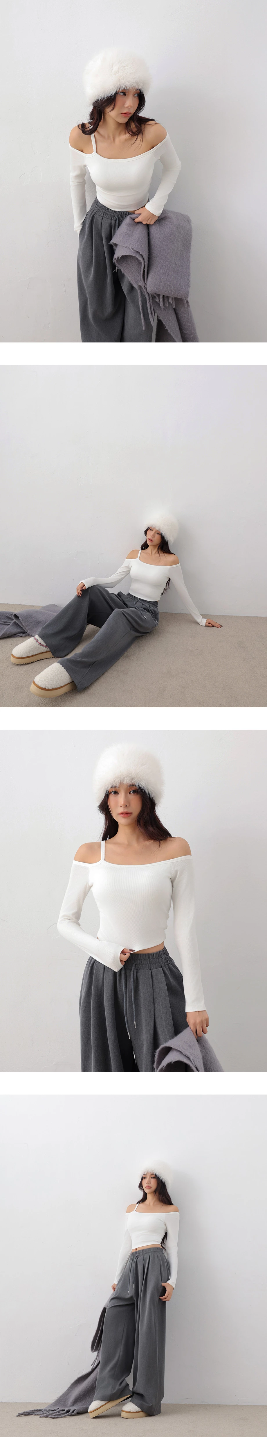 Asymmetric Cut Out Shoulder Ribbed Long Sleeve Padded Bra Top Asymmetric Cut Out Shoulder Ribbed Long Sleeve Padded Bra Top