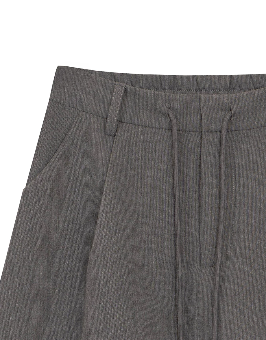 Structured Balloon Hem Skirt with Drawstring Waist
