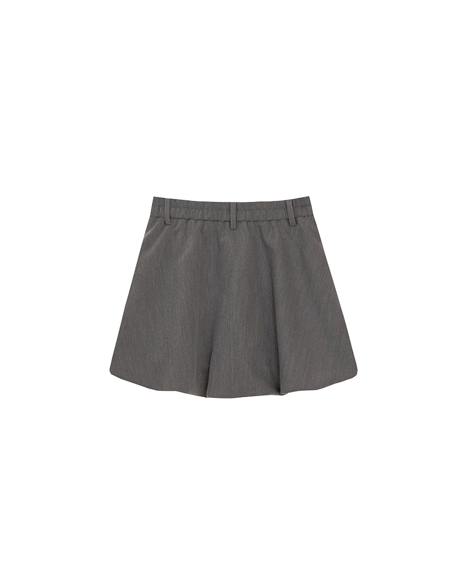 Structured Balloon Hem Skirt with Drawstring Waist