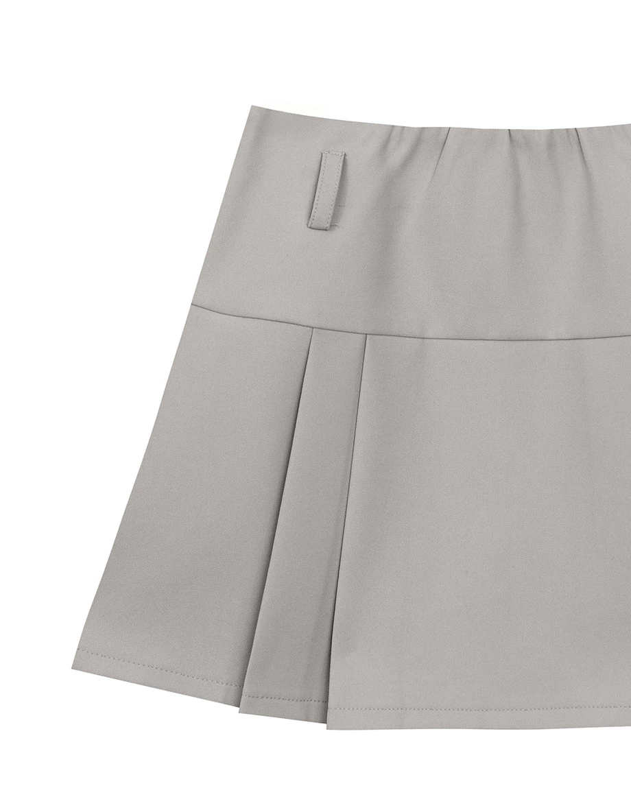 【Ling Cheng Design】High Waist Tailored Pleated Mini Skirt