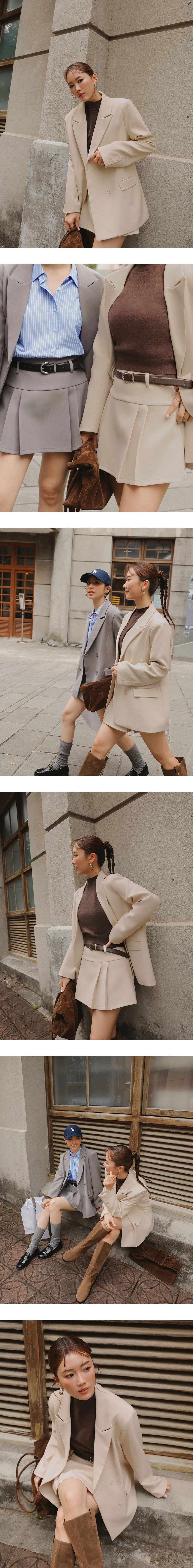 【Ling Cheng Design】High Waist Tailored Pleated Mini Skirt