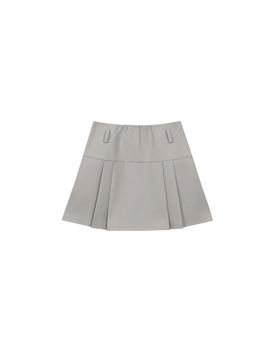【Ling Cheng Design】High Waist Tailored Pleated Mini Skirt