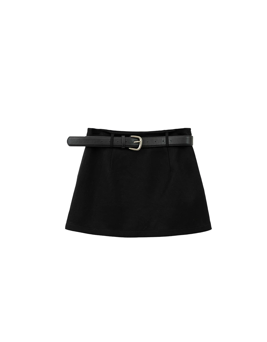 Classic Tailored High Waisted A Line Mini Skirt (with Belt) Classic Tailored High Waisted A Line Mini Skirt (with Belt)