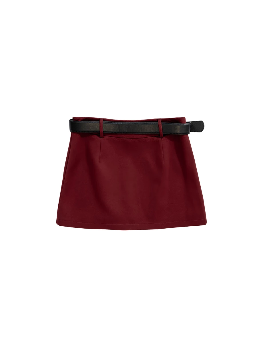 Classic Tailored High Waisted A Line Mini Skirt (with Belt) Classic Tailored High Waisted A Line Mini Skirt (with Belt)