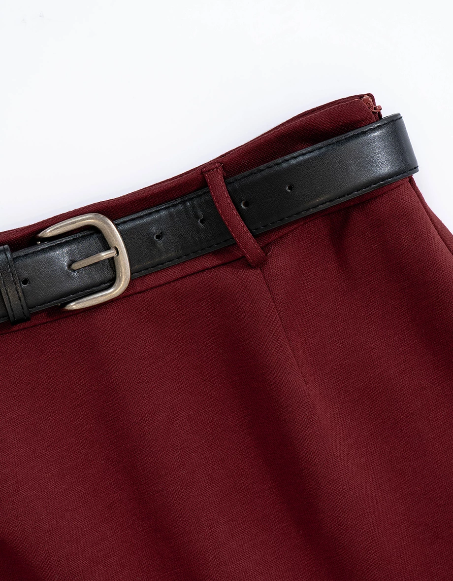 Classic Tailored High Waisted A Line Mini Skirt (with Belt) Classic Tailored High Waisted A Line Mini Skirt (with Belt)