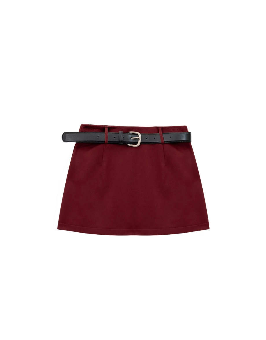 Classic Tailored High Waisted A Line Mini Skirt (with Belt) Classic Tailored High Waisted A Line Mini Skirt (with Belt)