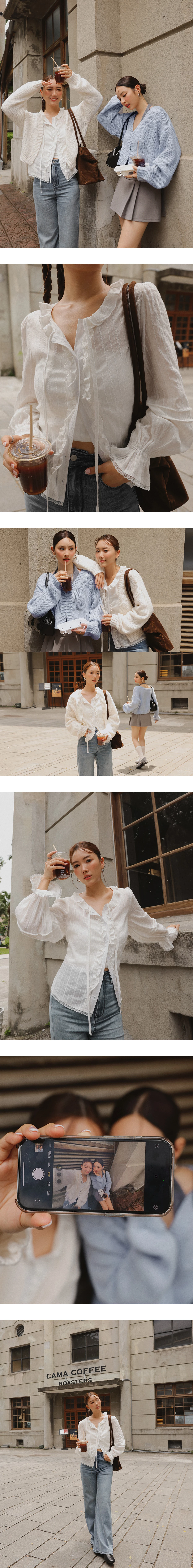 【Ling Cheng Design】Vintage Wash High Waist Jeans Denim Wide Leg Pants