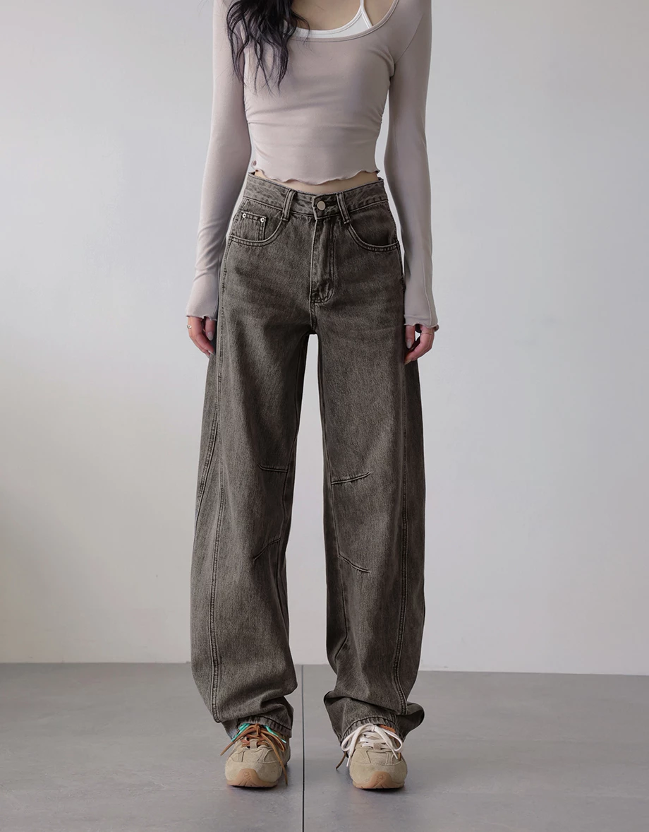 High Waist Casual Washed Wide Leg Jeans Denim Pants