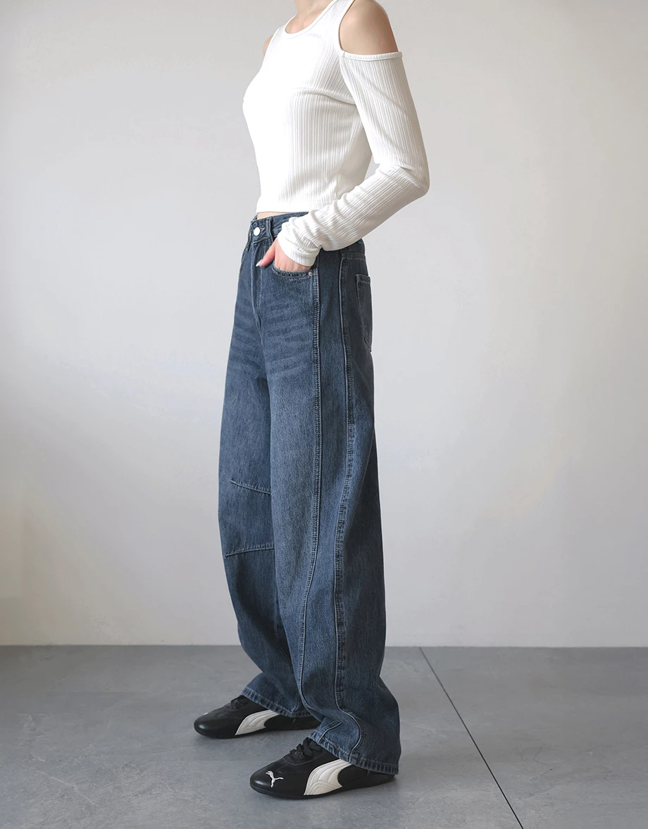 High Waist Casual Washed Wide Leg Jeans Denim Pants