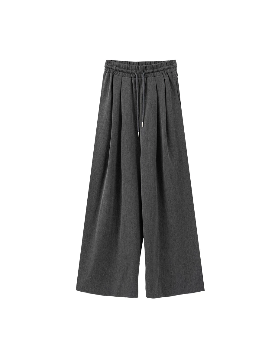 Adjustable Drawstring Waist Pleated Wide Leg Pants Adjustable Drawstring Waist Pleated Wide Leg Pants