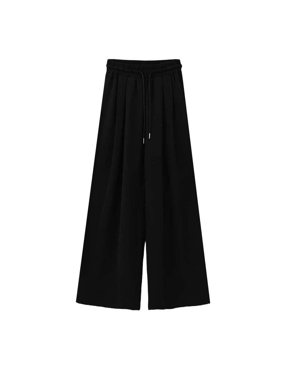 Adjustable Drawstring Waist Pleated Wide Leg Pants Adjustable Drawstring Waist Pleated Wide Leg Pants