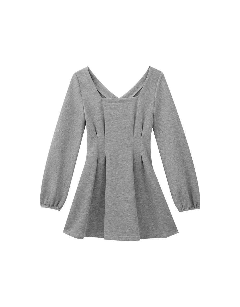 Sculpted Waist Square Neck Mini Dress