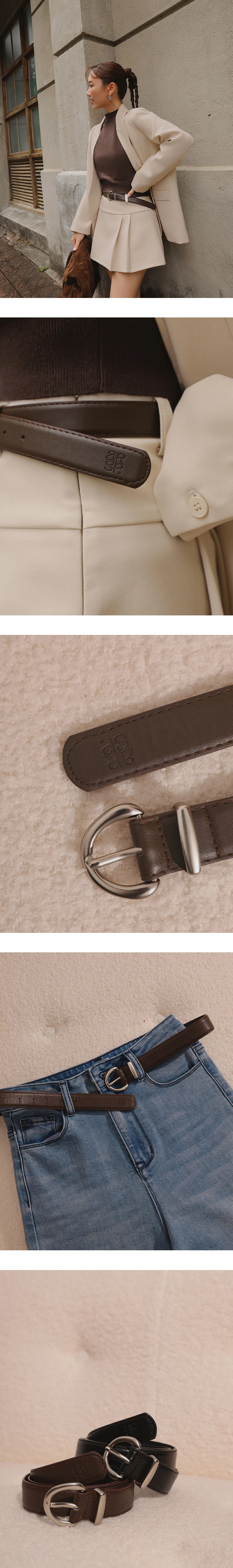 【Ling Cheng Design】Minimal Round Buckle Belt with AIR SPACE Logo Embroidered