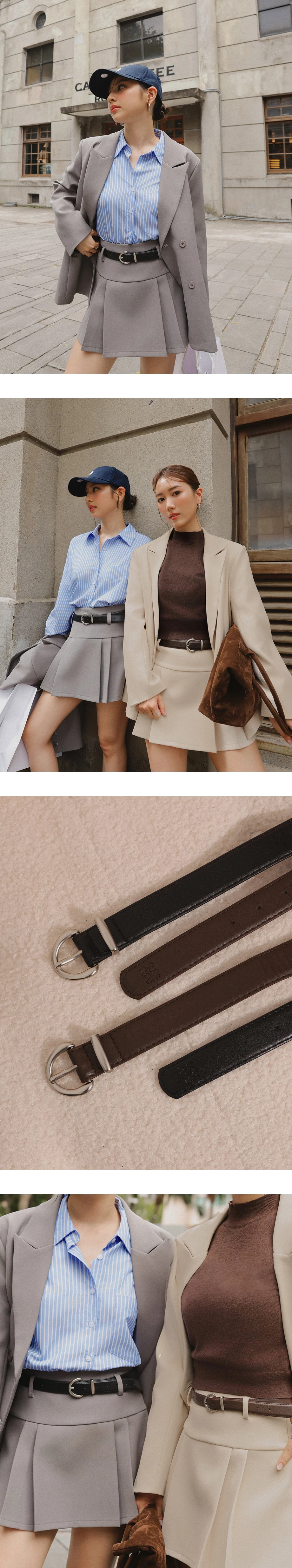 【Ling Cheng Design】Minimal Round Buckle Belt with AIR SPACE Logo Embroidered