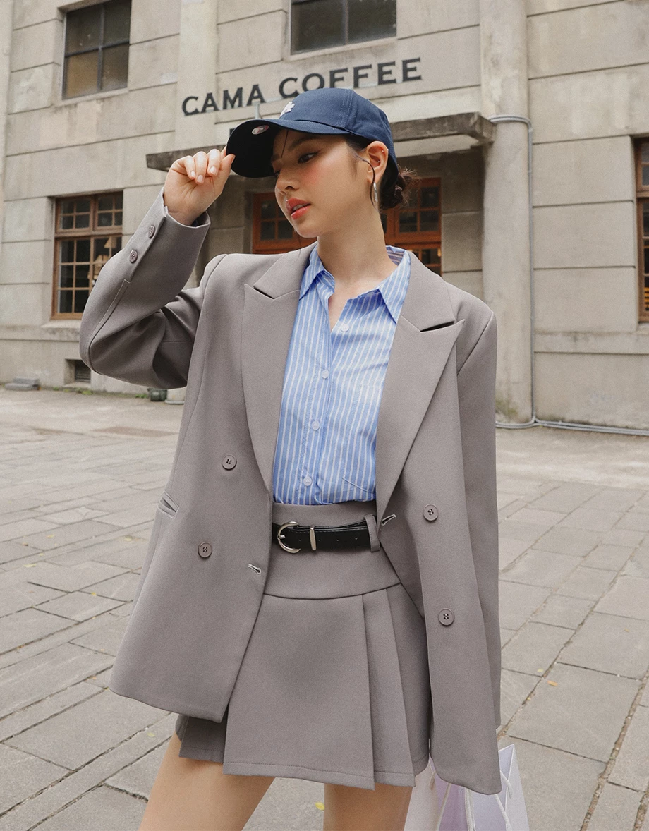 【Ling Cheng Design】Oversized Double Breasted Tailored Blazer Jacket