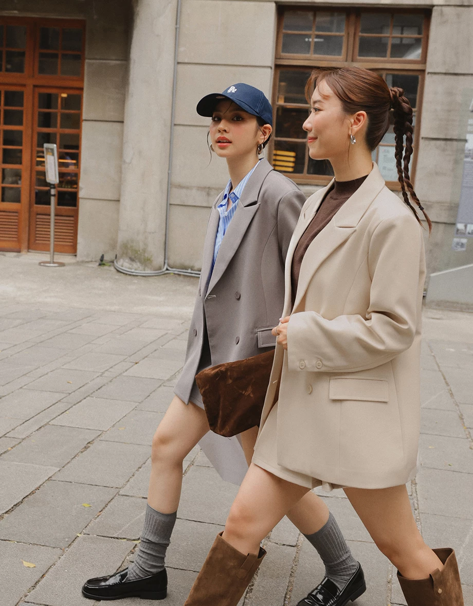 【Ling Cheng Design】Oversized Double Breasted Tailored Blazer Jacket