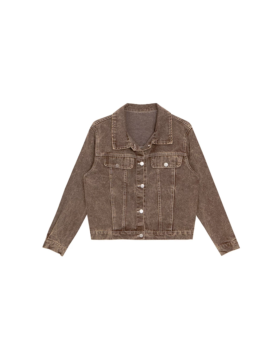 Classic Button Front Vintage Washed Jeans Denim Oversized Jacket Classic Button Front Vintage Washed Jeans Denim Oversized Jacket