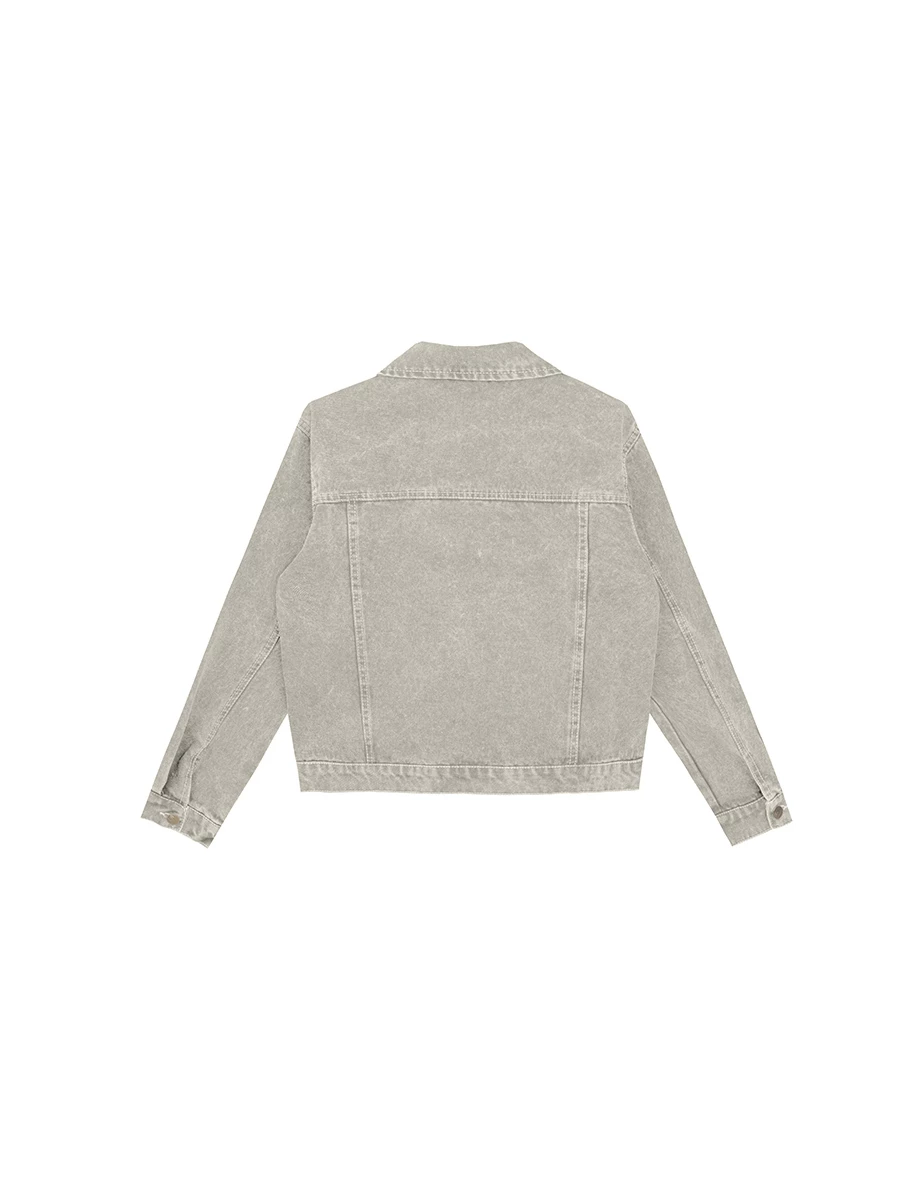 Classic Button Front Vintage Washed Jeans Denim Oversized Jacket