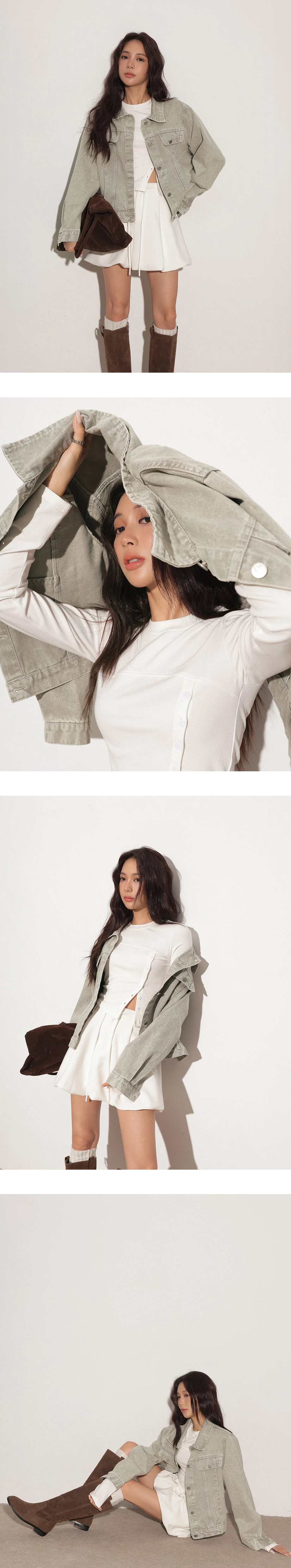 Classic Button Front Vintage Washed Jeans Denim Oversized Jacket Classic Button Front Vintage Washed Jeans Denim Oversized Jacket