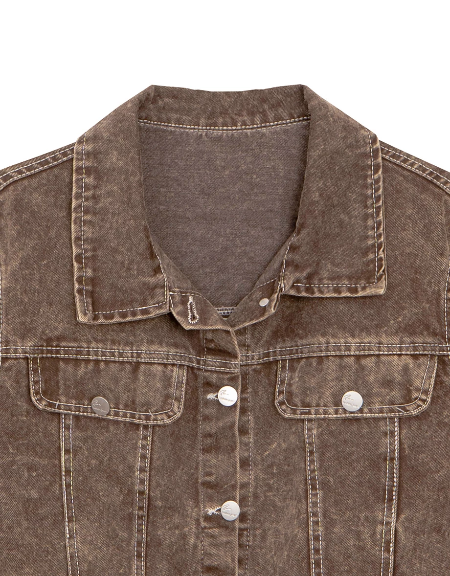 Classic Button Front Vintage Washed Jeans Denim Oversized Jacket Classic Button Front Vintage Washed Jeans Denim Oversized Jacket