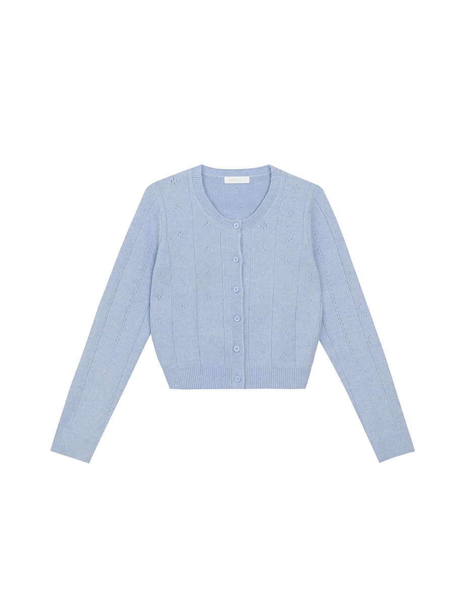 【Ling Cheng Design】Classic Crew Neck Buttoned Knit Cardigan