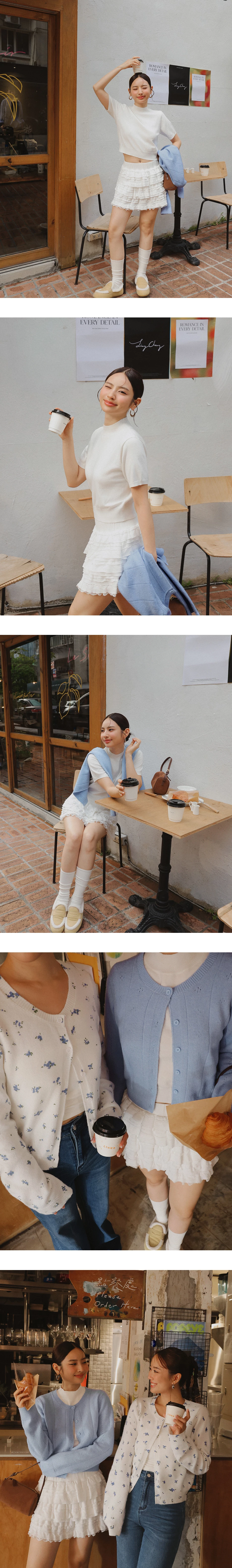 【Ling Cheng Design】Mock Neck Short Sleeve Fitted Ribbed Knit Top