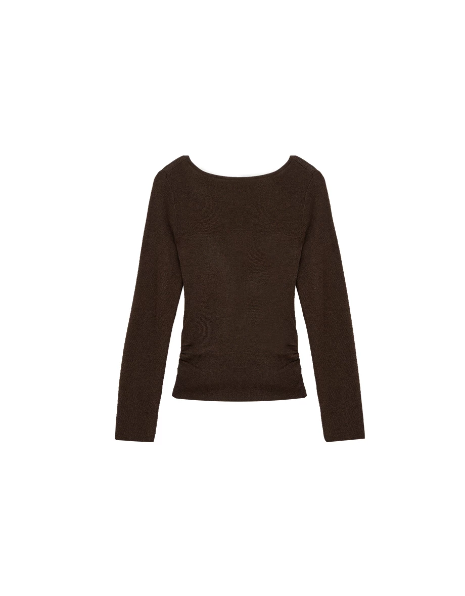 Soft Knit Wrap Front V Neck Long Sleeve Slim Fit Top