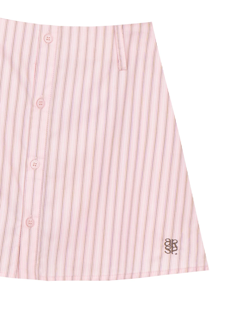 品牌LOGO刺繡條紋A字排扣褲裙