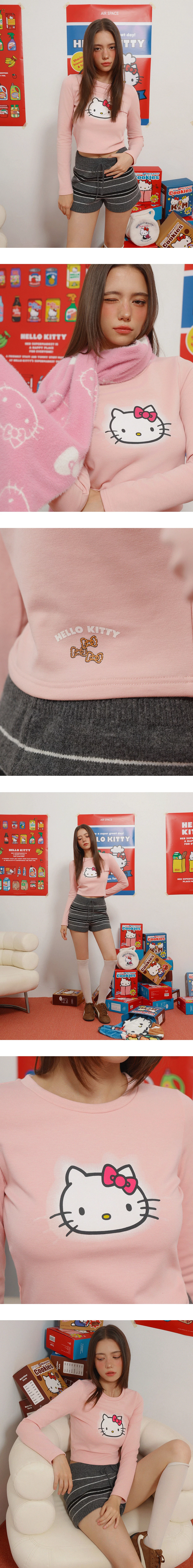 【Hello Kitty Collaboration】Classic Graphic Fitted Long Sleeve Top