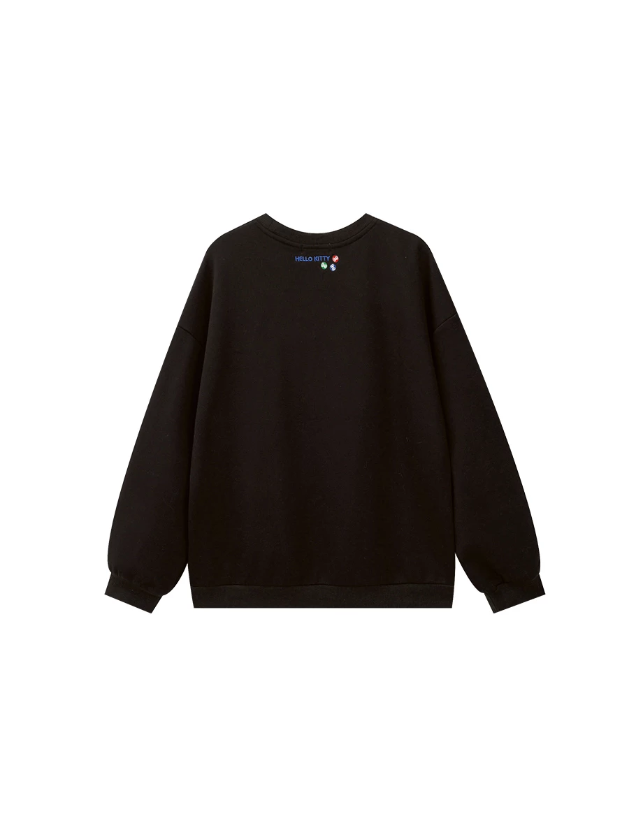 【Hello Kitty Collaboration】Contrast Patch Oversized Pullover Sweatshirt