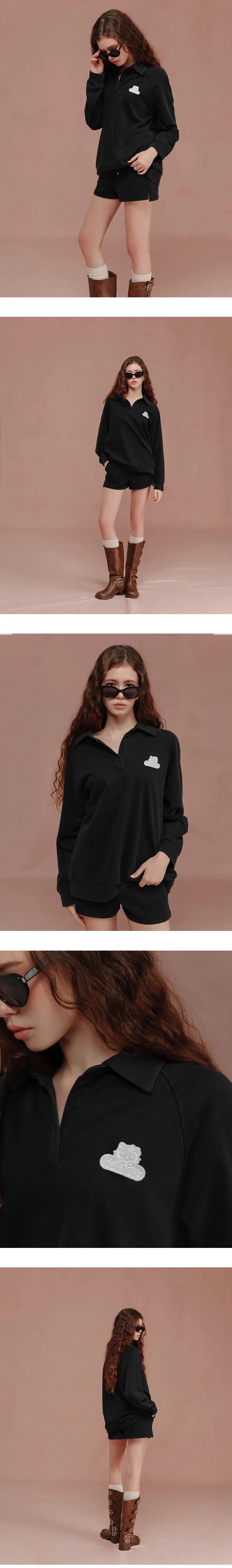 【SANRIO Collab】Hello Kitty Oversized Polo Shirt with Embroidered Patch