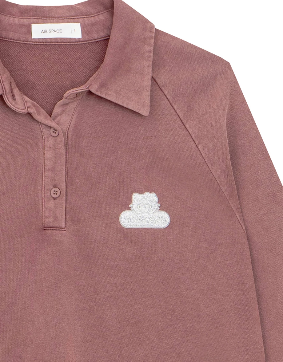 【SANRIO Collab】Hello Kitty Oversized Polo Shirt with Embroidered Patch