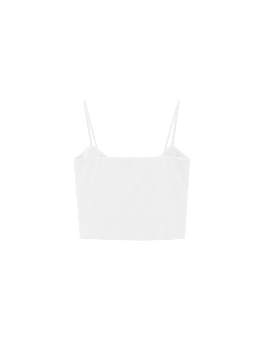 【Heat Tech】Soft Stretch V Neck Padded Cropped Cami Bra Top 【Heat Tech】Soft Stretch V Neck Padded Cropped Cami Bra Top