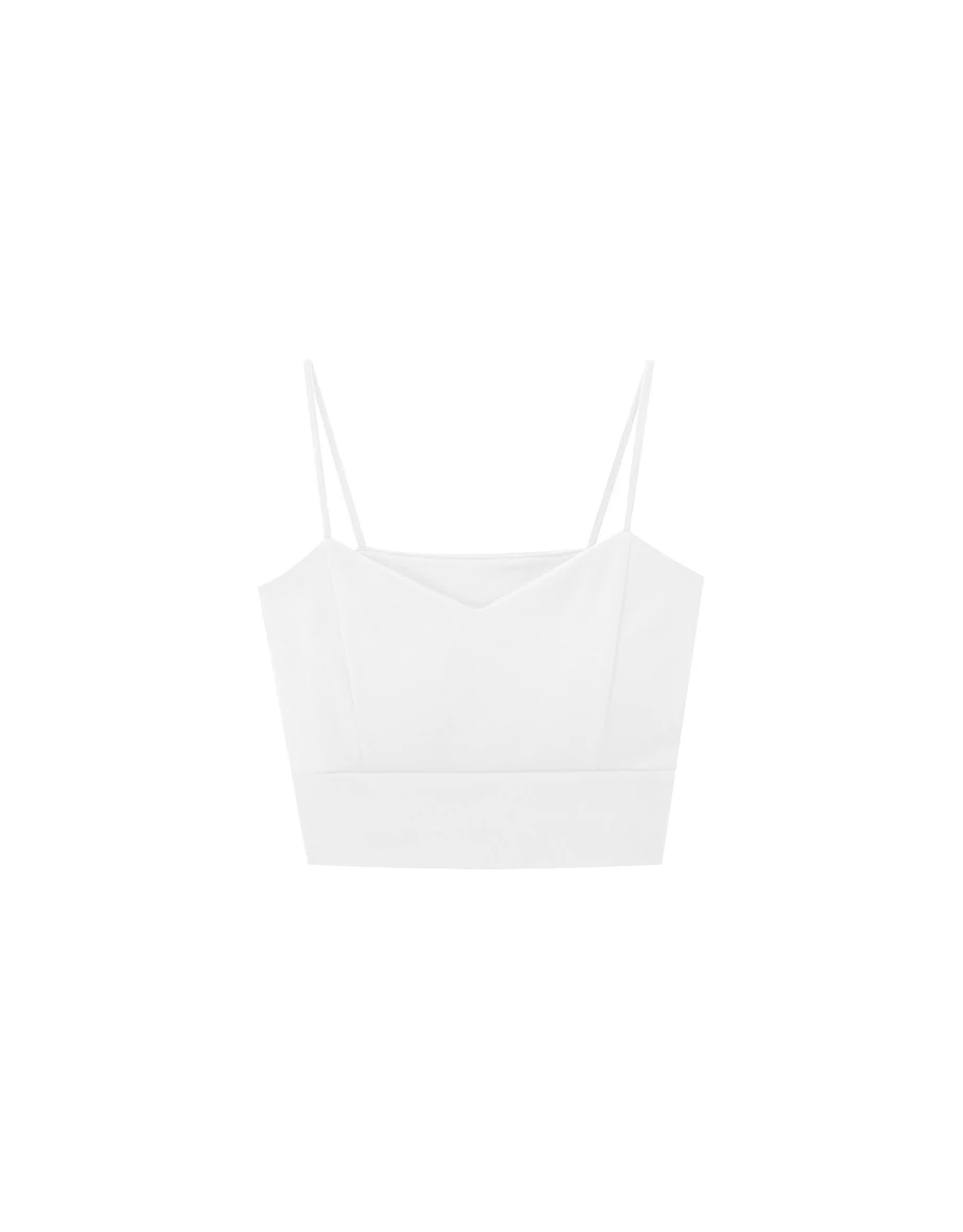 【Heat Tech】Soft Stretch V Neck Padded Cropped Cami Bra Top 【Heat Tech】Soft Stretch V Neck Padded Cropped Cami Bra Top