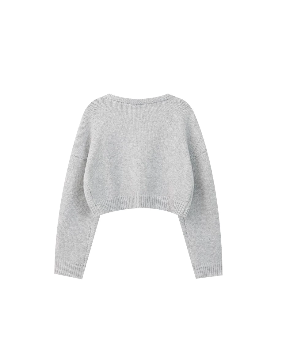 V Neck Button Up Soft Cable Knit Cropped Cardigan