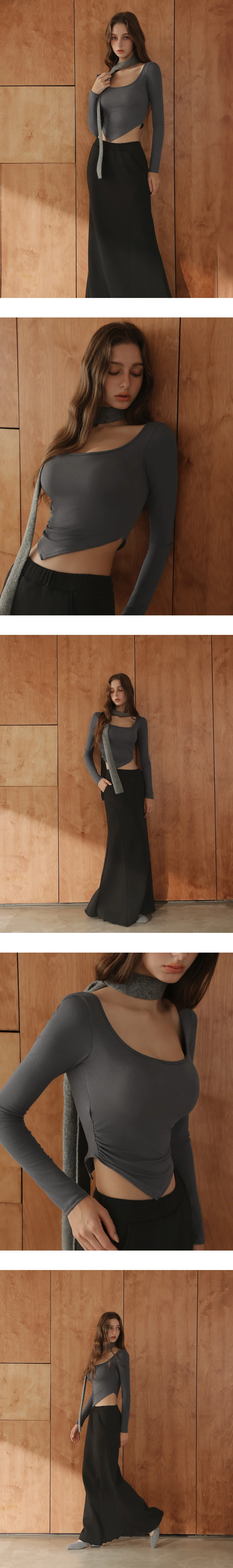 Side Ruched Asymmetric Hem Fitted Long Sleeve Padded BraTop Side Ruched Asymmetric Hem Fitted Long Sleeve Padded BraTop